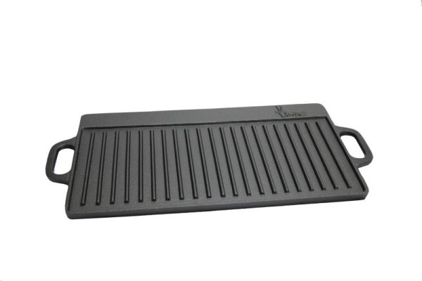 Cast Iron Dual Barbeque / Griddle Pan - Black - Afritrail