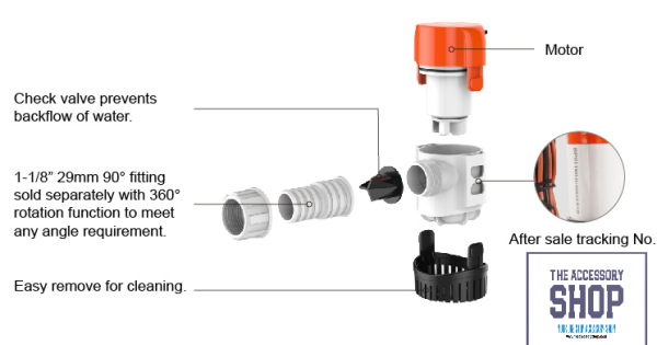 Seaflo bilge pump 12volt  4.5amp -1500gph - Image 3