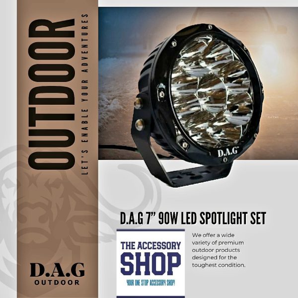 DAG LED Spot light 90watt 7 Inch set with covers and wiring harness