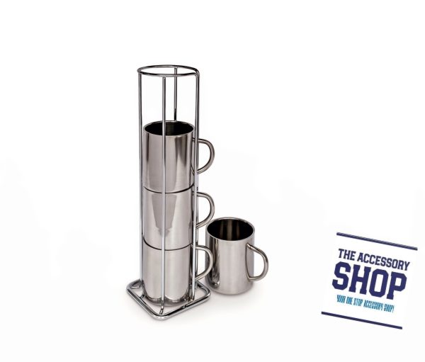 Cups In Stand Four, Stainless steel