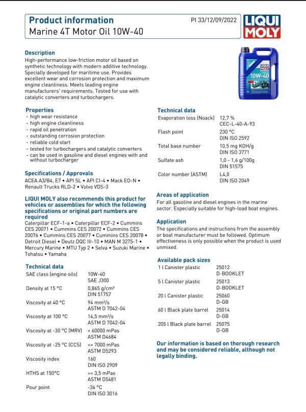 Marine 4T Stroke Motor Oil 10W40 - Image 3