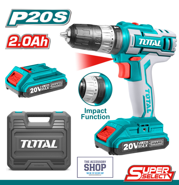 Impact Drill Cordless Lithium-Ion 10mm Torque: 18+1+1 Total Tools