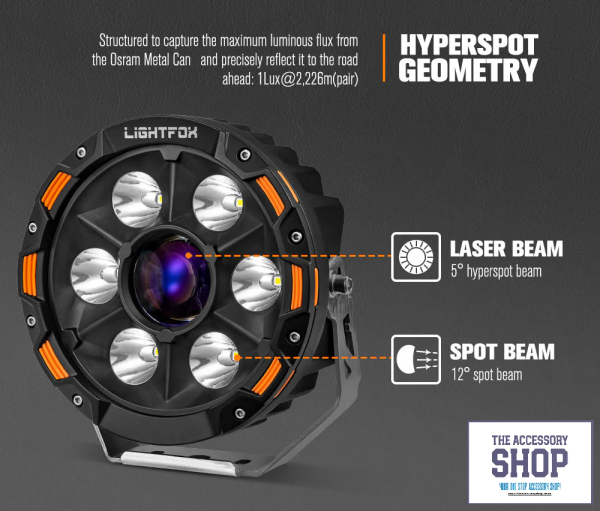 Lightfox 7inch Osram Laser LED Driving Lights 1Lux @ 2,226m - Image 2