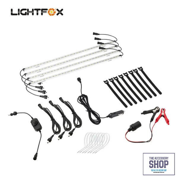 Lightfox 4 Piece 12V LED Strip Light Bar Waterproof White Lights Boat or Camping