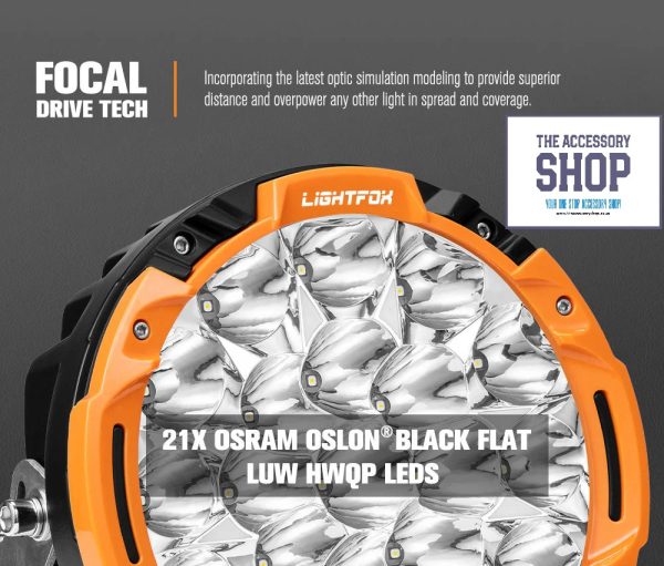 LIGHTFOX 7" Osram LED Driving Lights Spotlights 1Lux @ 1,680m 13,600Lumens  (With DRL) - Image 8