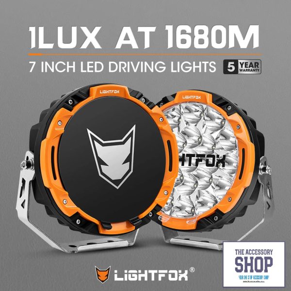 LIGHTFOX 7" Osram LED Driving Lights Spotlights 1Lux @ 1,680m 13,600Lumens  (With DRL)