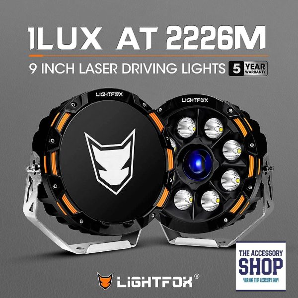 Lightfox 9inch Osram Laser LED Driving Lights 1Lux @ 2,226m 15,046Lumens