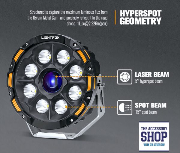 Lightfox 9inch Osram Laser LED Driving Lights 1Lux @ 2,226m 15,046Lumens - Image 7