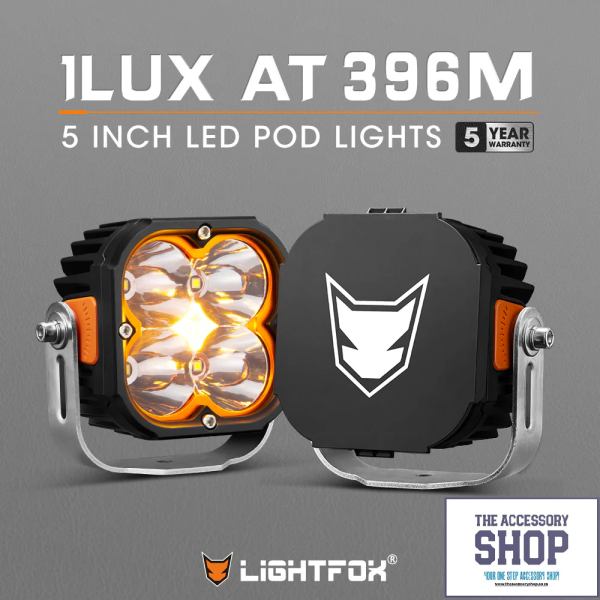 LIGHTFOX 5inch Cygnus Osram LED Pod Lights 1Lux@396m 7,053 Lumens (Pair )