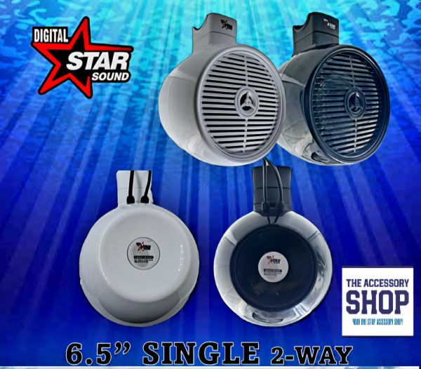 Speaker Marine 2 way 6.5 Tower 200w Starsound with led lighting (pair) white