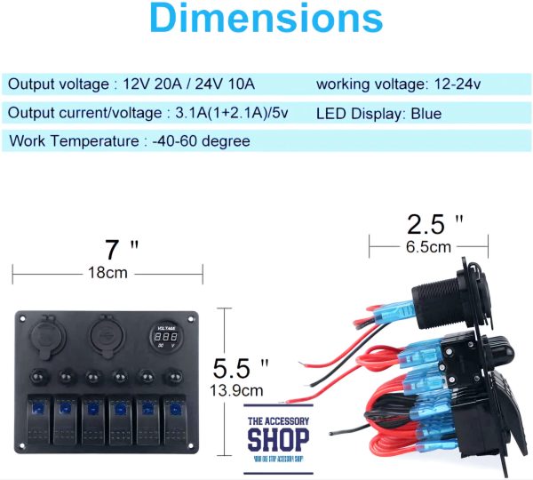 Switch Panel Marine Boat 12v 6 Gang Panel With Trip Switches - Image 3