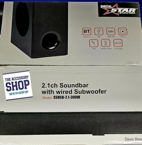 Sound Bar 2.1 with wired Subwoofer, Bluetooth, HDMI, USB, Optical, AUX - Image 2