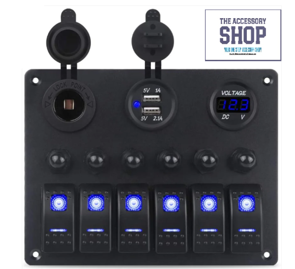 Switch Panel Marine Boat 12v 6 Gang Panel With Trip Switches