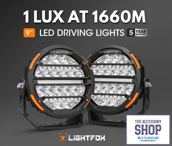 Lightfox Pair 9 inch Osram LED Driving Lights Round Spotlight Spot DRL Headlight